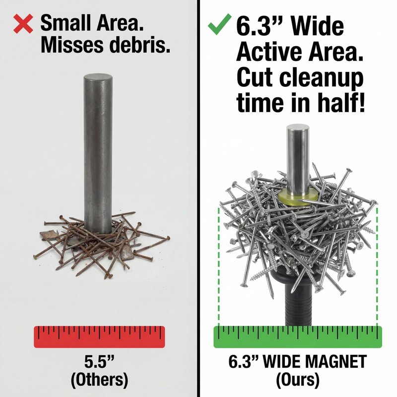 Magnetic Pickup Tool with Quick Release Handle, Metal Chip Collector Wand, Magnet Sweeper Baton for Retrieving Nails, Screws & Shavings in Garage