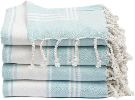 Oversized Cotton Turkish Beach Towel - Extra Large Quick-Dry Pool Towel | Aqua Blue, 36"x72" (4 Pack)