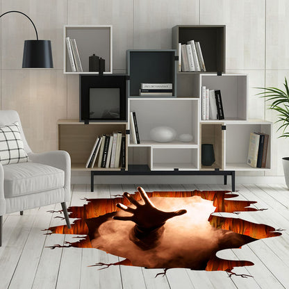 Scary Halloween Floor Decals 3D Ghost Hand Scratching Floor Wall Srtickers for Living Room, Spooky Indoor Art Decals Halloween Decorations for Bar Pub Bedroom