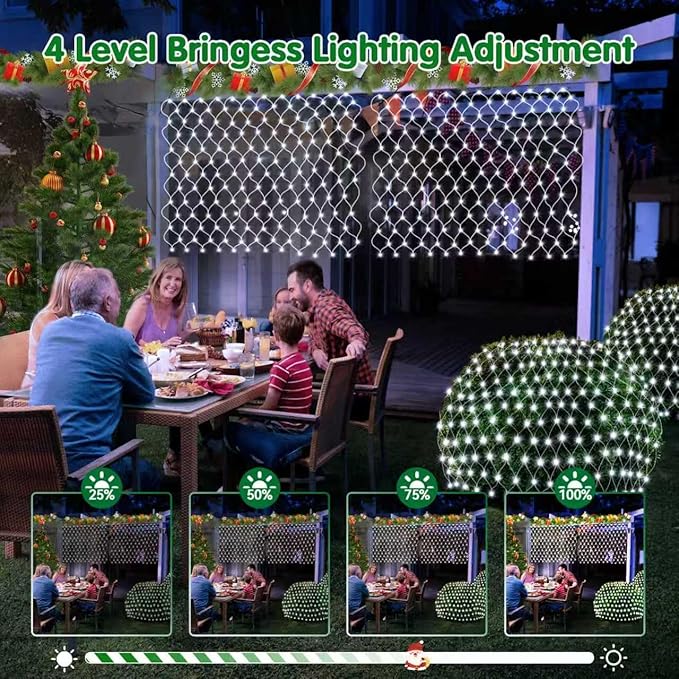 Hezbjiti Pack of 4 Battery Operated Christmas Net Lights Total 400LED Waterproof Twinkle String Mesh Lights for Xmas Trees Bushes Garden Yard Lawn Patio Christmas Decor (4Packs Cool White)