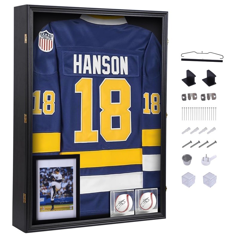 Nice C XL Jersey Frame Display Case, Hockey Jersey Frame Display Case, 28x37 inch Extra Large Deep Jersey Shadow Box, Jacket Football Jersey T Shirt Display, Baseball Case, UV Protection, Acrylic