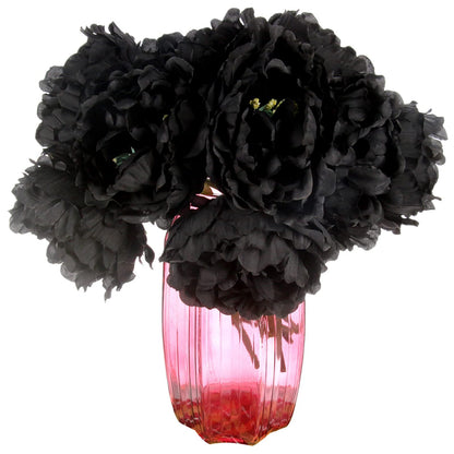 Tinsow Artificial Peony for Home Decoration, 5 Pcs Faux Black Peonies Flowers for Halloween Decoration, Silk Flowers Bouquet,(Black, 5)