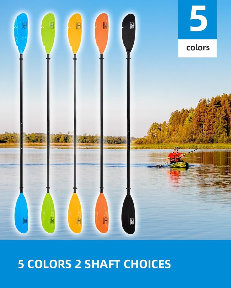 Adjustable Fishing Kayak Paddle - 94in to 102in Aluminum Alloy Shaft with Paddle Leash