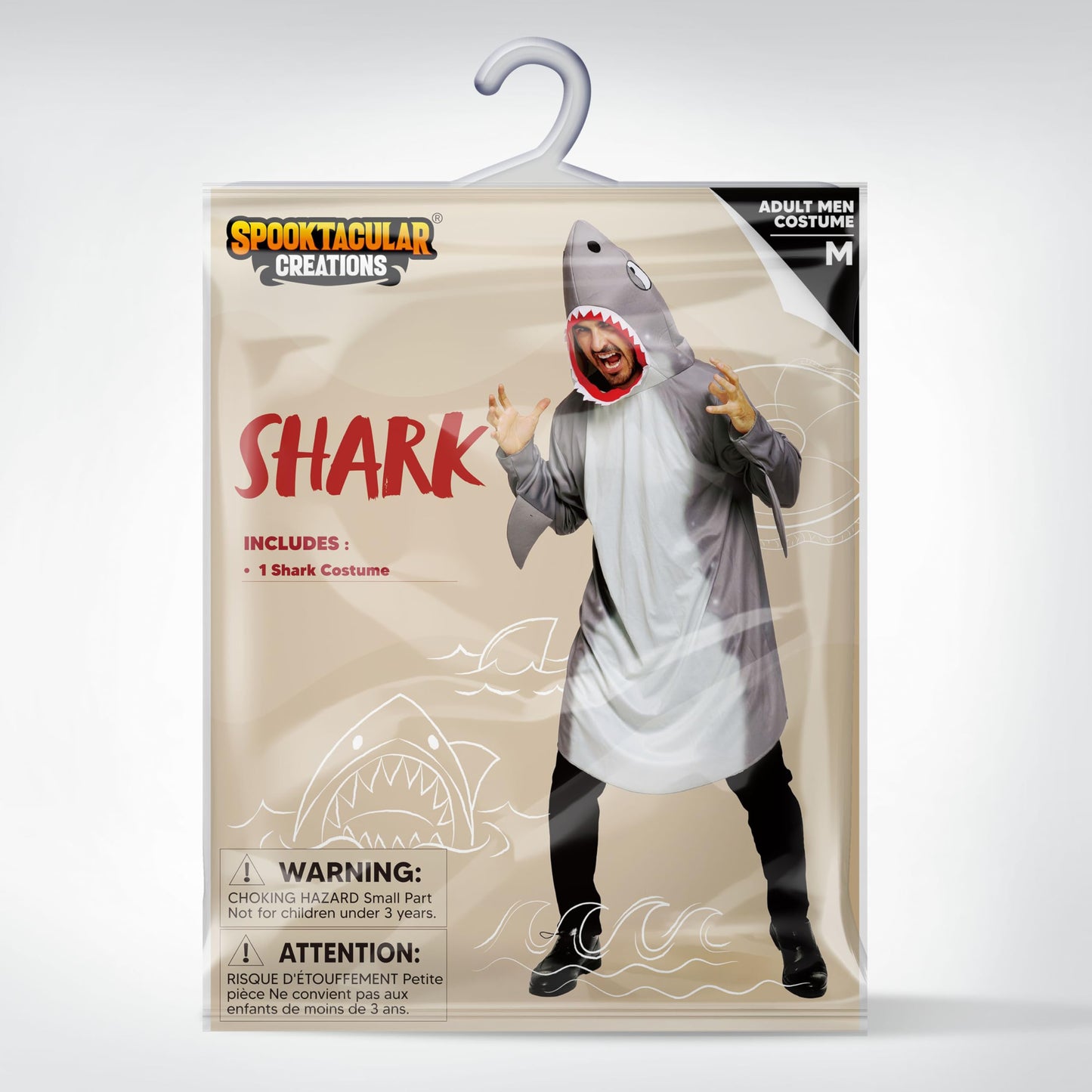 Spooktacular Creations Men Shark Costume for Adult Halloween Costume Party, Shark outfits, Animal Theme Cosplay Party -M