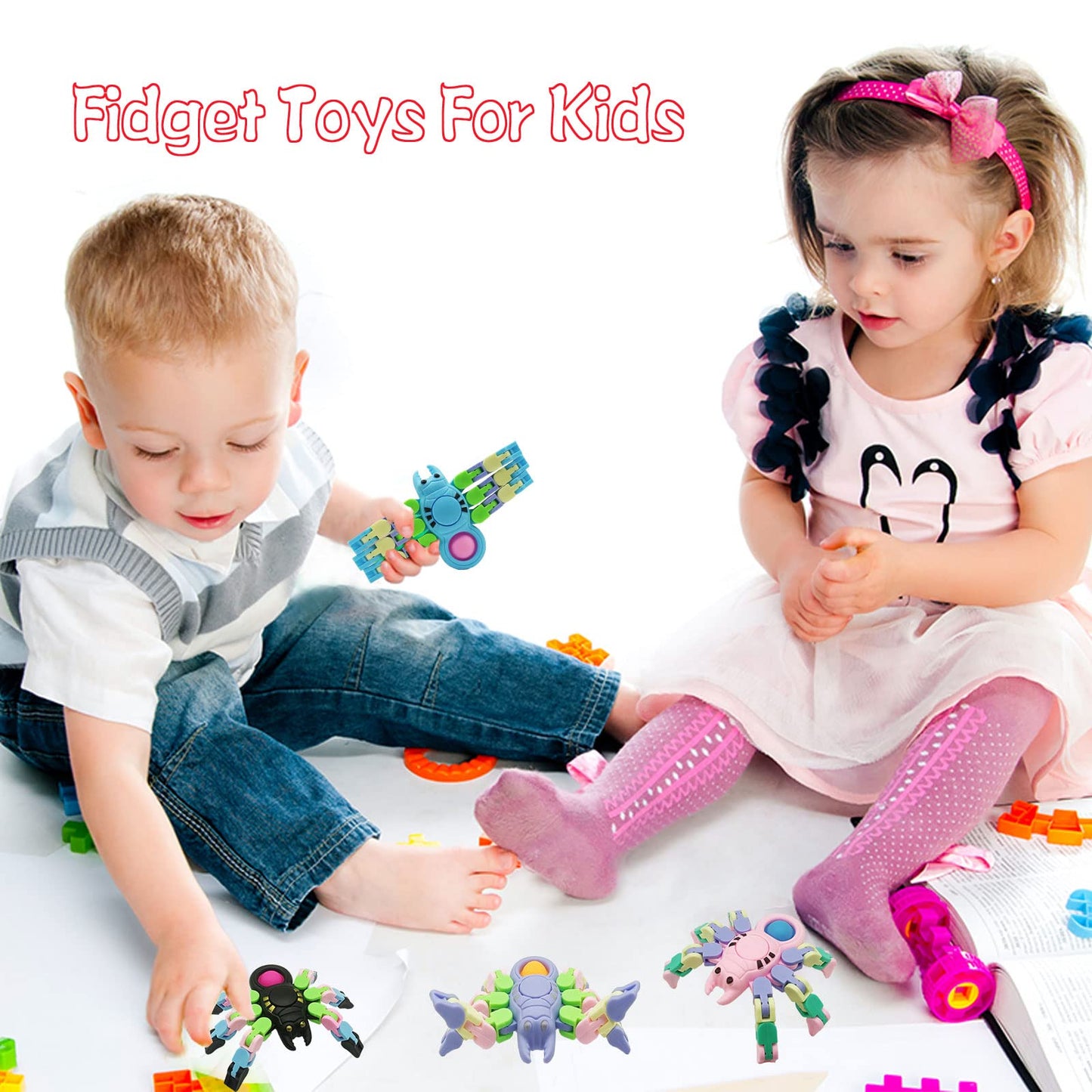 Fidget Toys for Kids and Adults,4 Pcs Transformable Fidget Spinners for Boys Girls, Pop Sensory Fidget Spider Toys, Birthdays Gifts Party Favors for Autism Kids Travel Stocking Stuffers