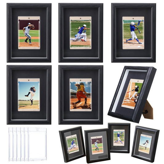 AceOrbit 6 Pcs Trading Card Display Frames, Baseball Sports Card Frame with Acrylic Magnetic Cards Display for Show & Protect 2.5 x 3.5 Inch Sports Baseball Football Hockey Game Trading Cards