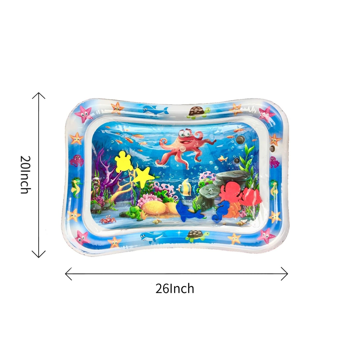 PandaEar 2 Pack Tummy Time Water Mat for Babies Toddlers, Inflatable Tummy Time Pillow Toys Baby Water Play Mats for Floor, Baby Sensory Water Mat for 3 6 9 Months Girls and Boys