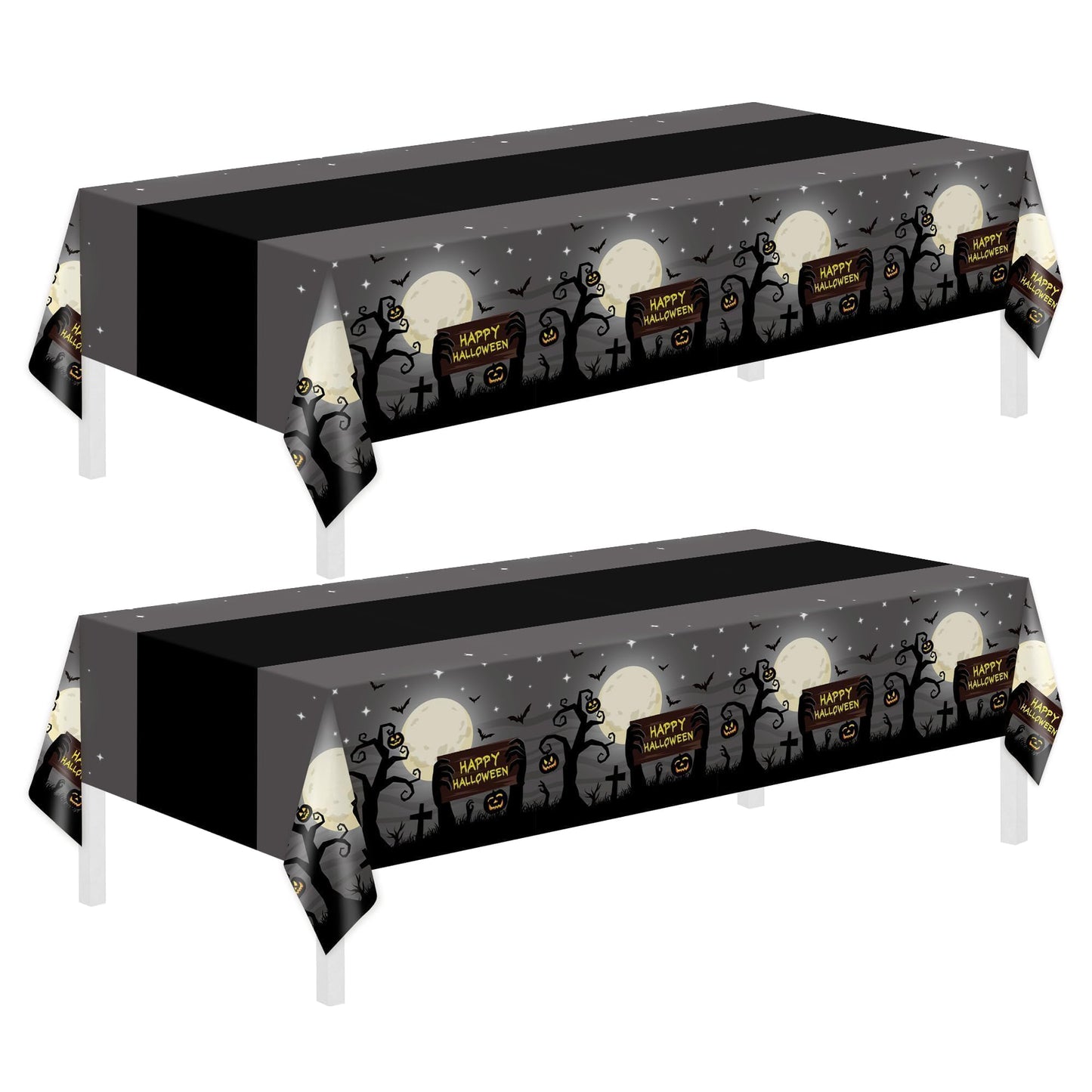 Halloween Tablecloth,2 Pack Disposable Plastic Tablecloth 54"x108" Halloween Decorations,Gray Table Cloth for Birthday Decors,Moon Plastic Table Cover,Party Supplies for Indoor or Outside,Home,Dinner