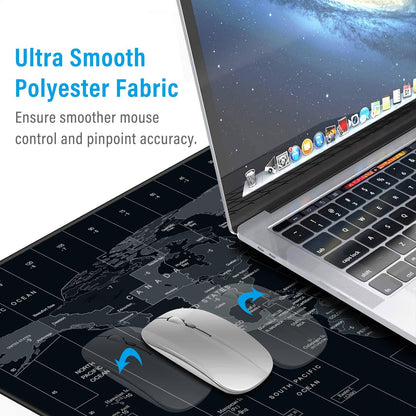 Anpollo Gaming Mouse Pad (900x400x3mm) Extended Mouse Mat Large Non-Slip Desk Pad with Precision Locked Edges Comfortable Keyboard Mat Suitable for Office Gamer Home - Black World Map
