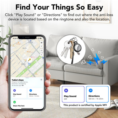 Air Tracker Tag Bluetooth Item Finder-4 Pack, Compatible with Apple Find My APP (iOS Only), 100dB Beep, Smart Tag Replaceable Battery, air tag and Locator for Keys/Luggage/Bags/Wallets etc., Black