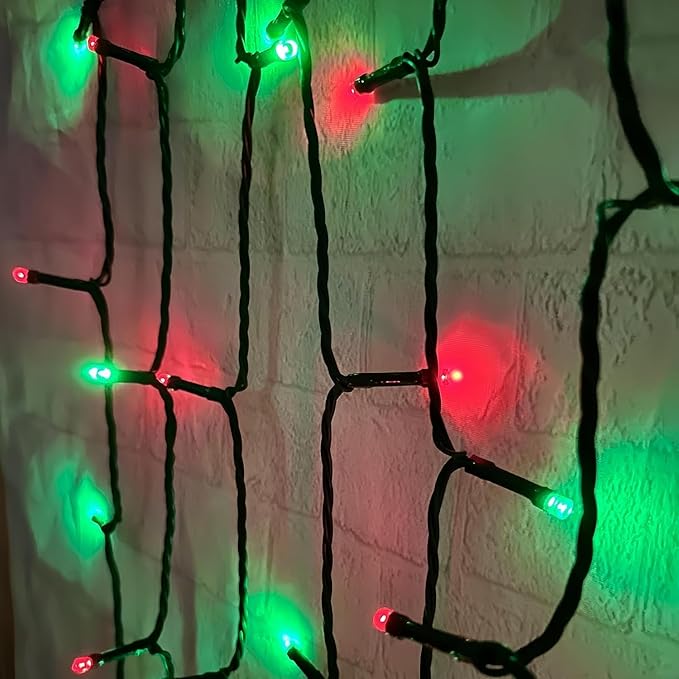 OZS 2PK 240LED 95FT Solar String Lights Outdoor Waterproof | Solar Christmas Tree Lights with 8 Lighting Modes Solar Light Outdoor for Xmas Party Garden Tree Christmas Decorations (Red&Green)