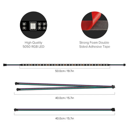 BTF-LIGHTING PC RGB Strip 2PCs 19.7in for 12V 4Pin LED Headers for ASUS Aura Sync, Gigabyte RGB Fusion, MSI Mystic Light