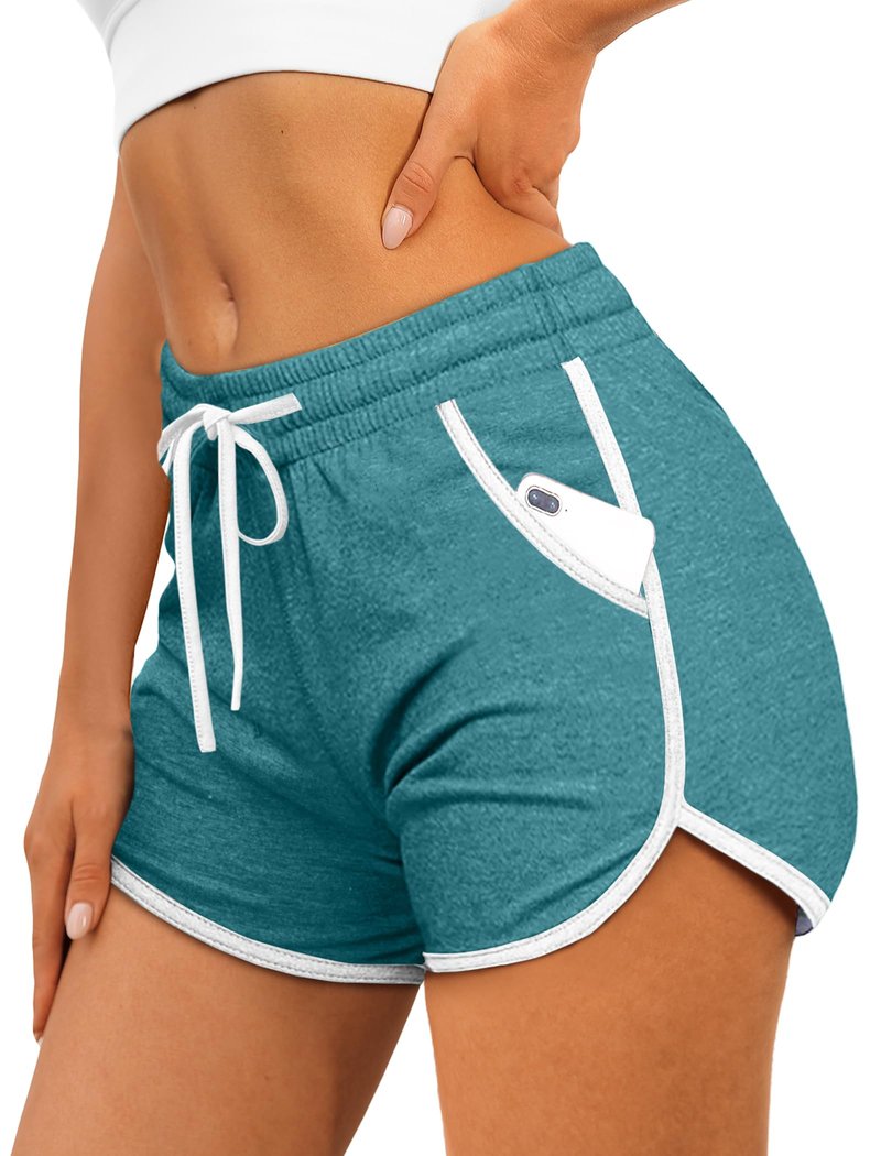 Aloodor Workout Shorts Women Soft Comfy Running Shorts Plus Size Women Clothing with Pockets
