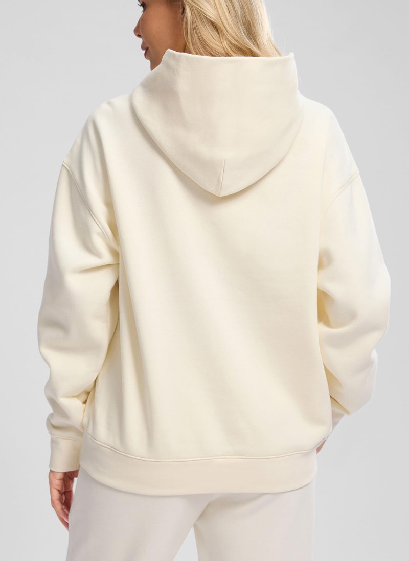 Hoodies for Women Oversized Fleece Sweatshirt with Pocket Loose Fit Casual Athletic Workout Pullover, Beige, Medium