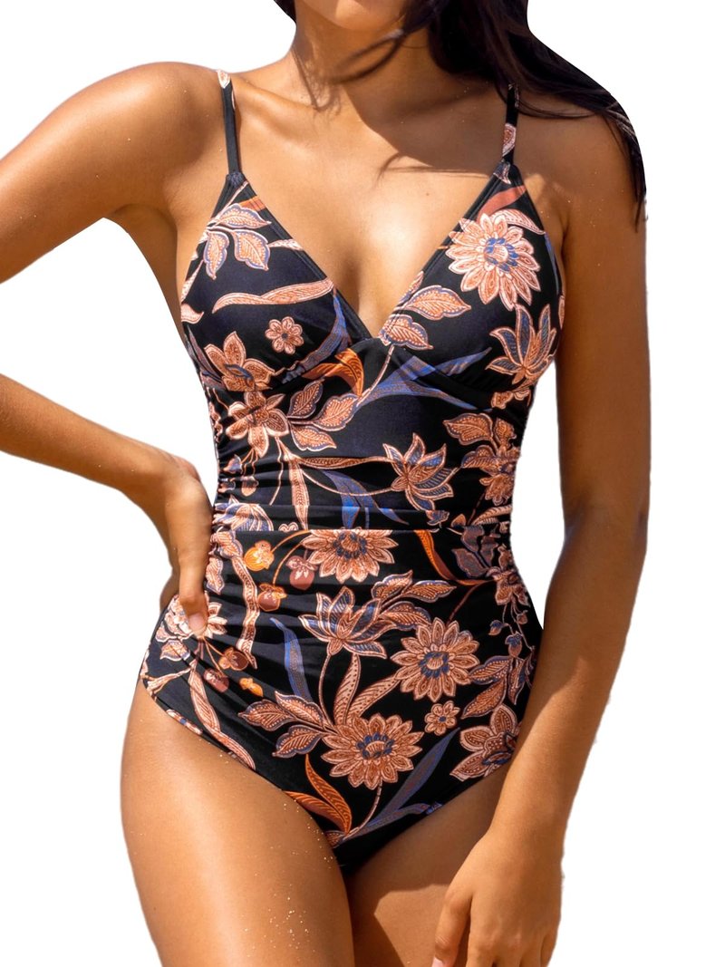 CUPSHE Women's One Piece Swimsuit Tummy Control V Neck Bathing Suits XS