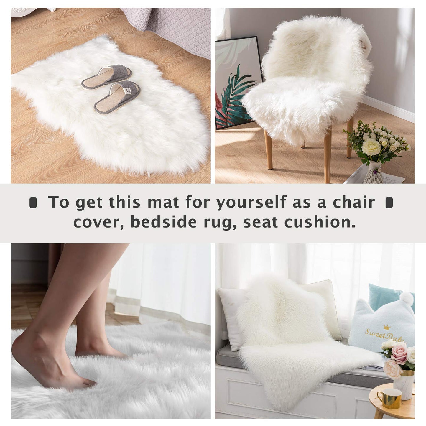Asrug Soft Faux Fur Pet Bed Mat Plush and Fluffy Pet Pad Ultra Cozy Pet Throw Rug for Dogs Cats, White, 24 by 36 inches