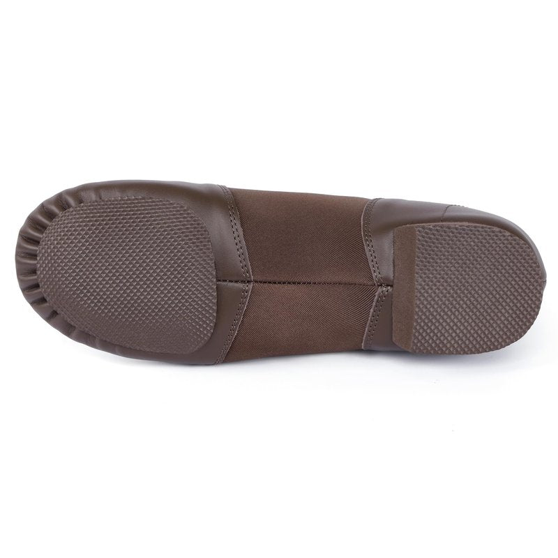 Linodes Unisex Leather Upper Jazz Shoe Slip-on Dance Shoes for Women and Men Coffee 10.5M