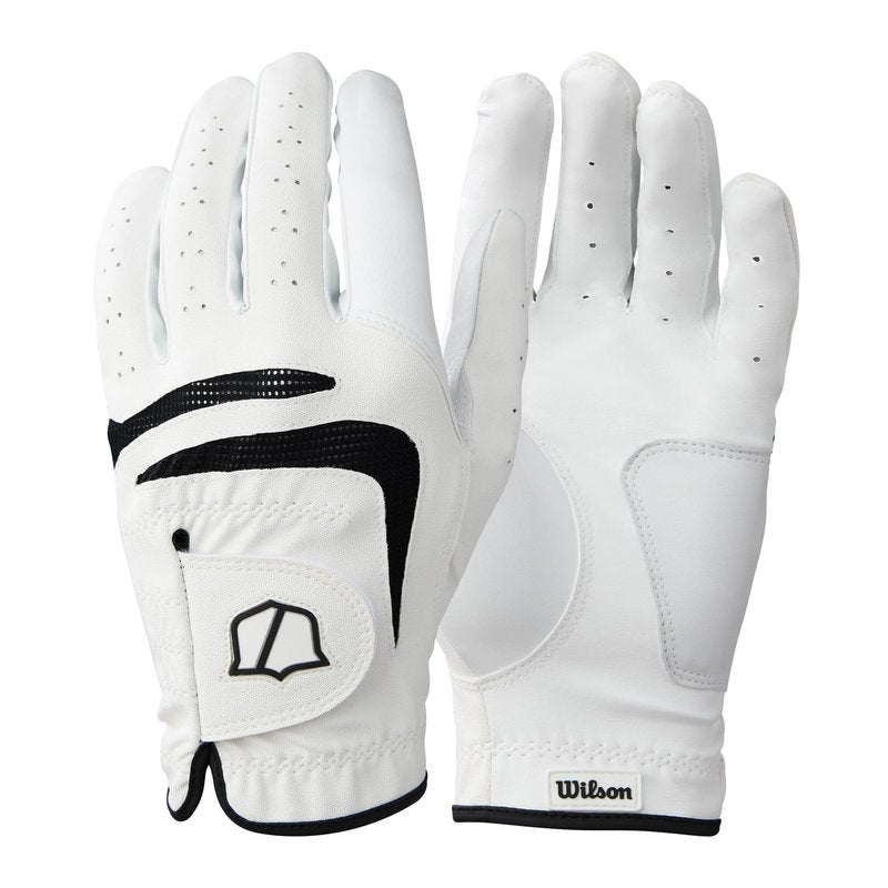 WILSON Grip Plus Golf Glove - Men's Right Hand, White/Black, Large