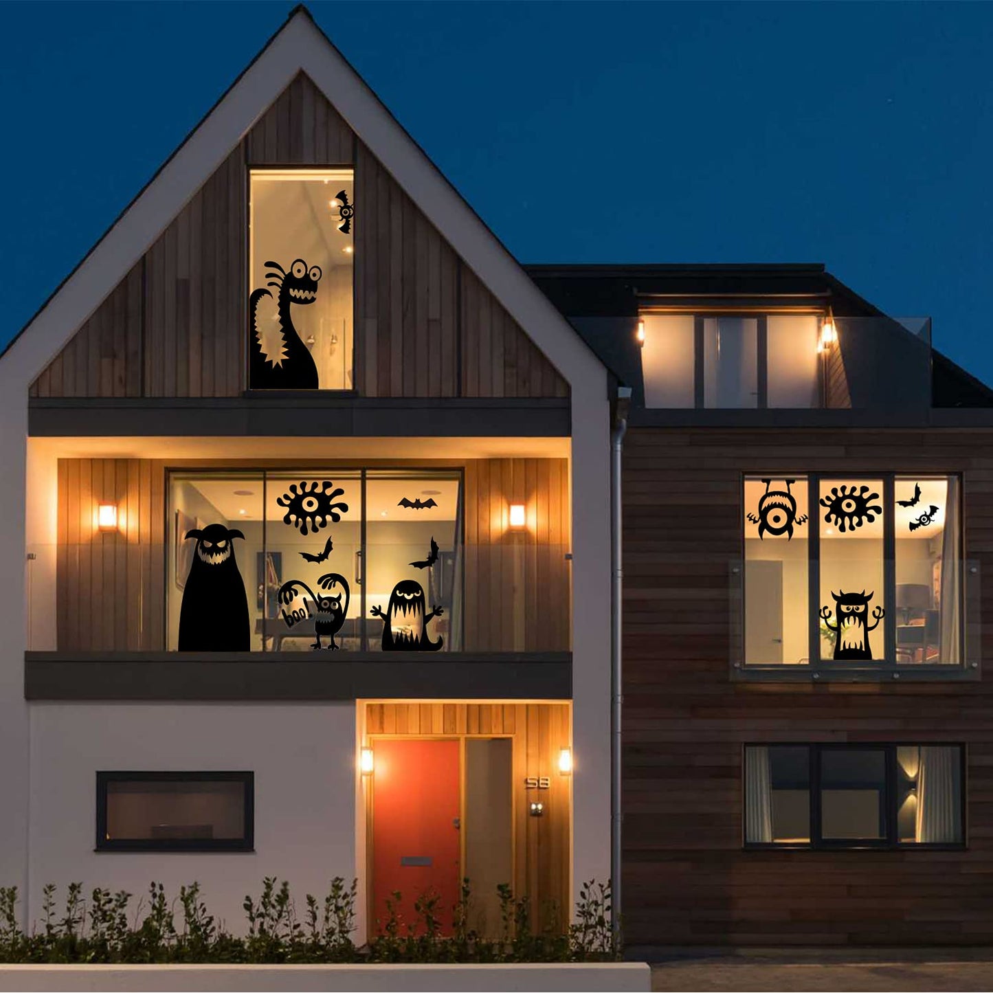 DIYASY Halloween Large Window Decoration Clings,5 Monster Silhouette Window Stickers Decals for Halloween Indoor,Room and Kids Party Decor