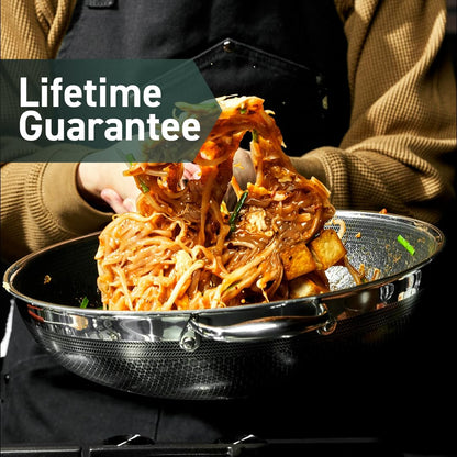 HexClad Hybrid Nonstick 12-Inch Wok, Stay-Cool Handle, Dishwasher-Friendly, Oven-Safe Up to 900°F, Induction Ready, Compatible with All Cooktops