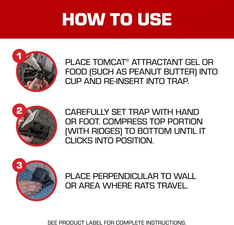 Tomcat Rat & Mouse Trap Bundle - 2 Press 'N Set Traps & 1 Rat Snap Trap with Attractant Gel