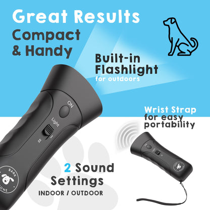 Bark Begone 2023 Ultrasonic Dog Bark Deterrent & Behavior Corrector - Stop Barking, Jumping, Aggression Without Yelling - Just Point & Press! Backed by Kevin Harrington from Shark Tank