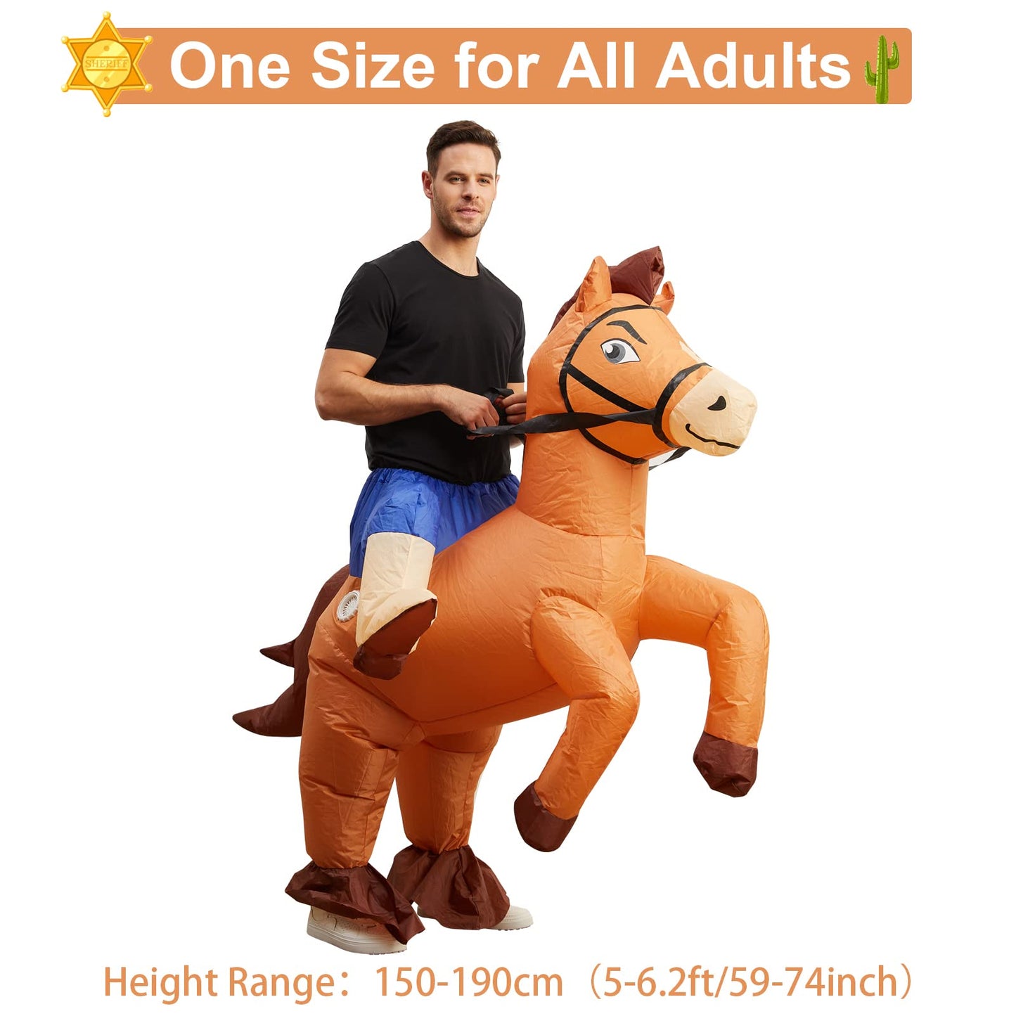 Seeds of Light Inflatable Costume Adult Horse Costumes Inflatable Horse Riding Costume Cowboy Blow Up Halloween Costume for Men Women Party