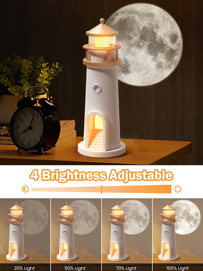 DSYHYL Moon Lamp Projector Night Light,Lighthouse Decor Light Night Light for Kids,Moon Light Galaxy Projector Rechargeable LED Aesthetic Table Lamp Christmas Birthday Gifts for Kids Boys Girl