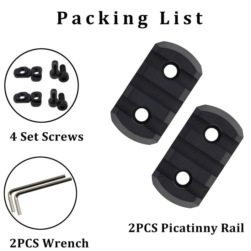 Ficero Mlok Picatinny Rail Aluminum Section Accessory, 3 Slots (2 Pack)