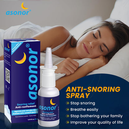 Asonor Snoring Nasal Spray (30milliliter), Effective Snore Stopper Drops for Better Sleep, Snore Relief Remedy Opens Up The Throat Air Passage, Enables Better Breathing, Natural Anti-Snoring Solution