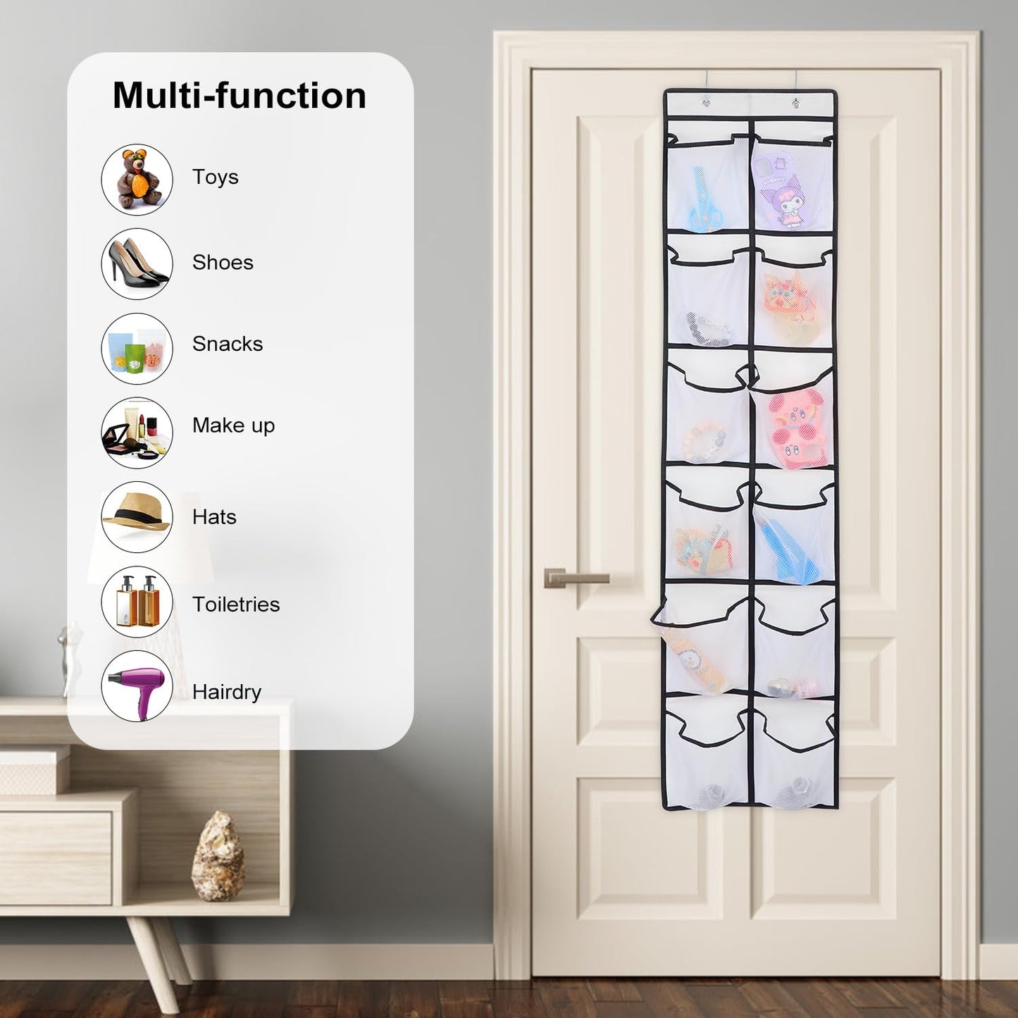 GOMAJI 12 Large Pockets Over The Door Hanging Shoe Organizer, White