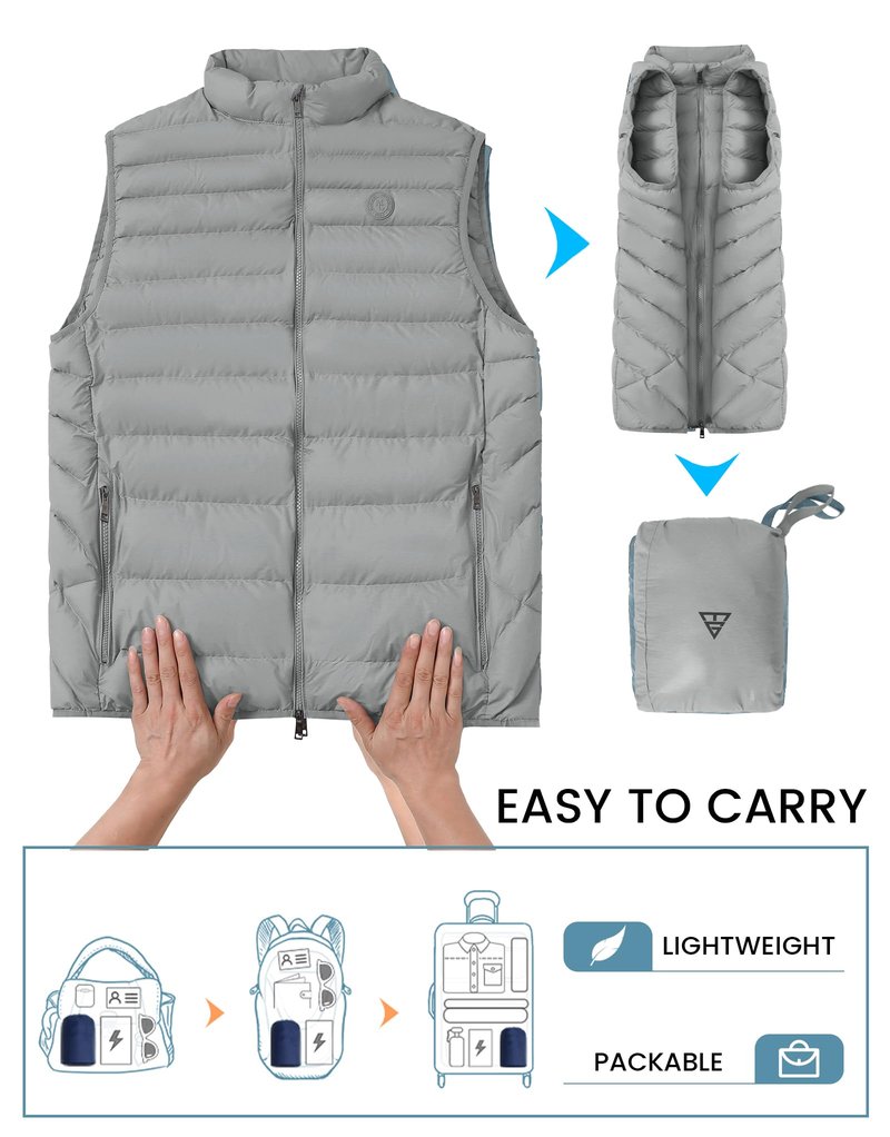M MAELREG Mens Vest Lightweight Packable Quilted Warm Puffer Outerwear Winter Zip Up Sleeveless Jacket Golf Hiking