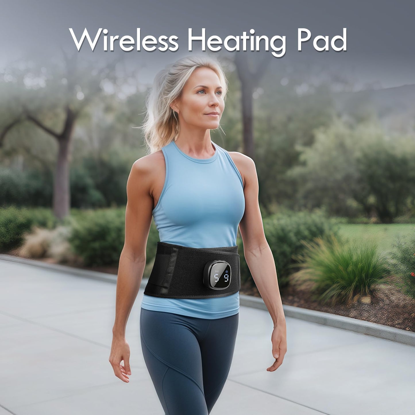 Comfytemp Cordless Portable Heating Pad with Massager for Lower Back Pain Relief, 9 Heat 5 Vibration 3 Intensity, FSA Eligible HSA Rechargeable Wireless Heated Waist Belt APP Control Gifts for Mom Dad