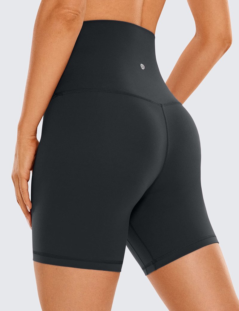 CRZ YOGA Butterluxe Super High Waist Biker Shorts 6"- Yoga Workout Womens Buttery Soft Over Belly Melanite Medium