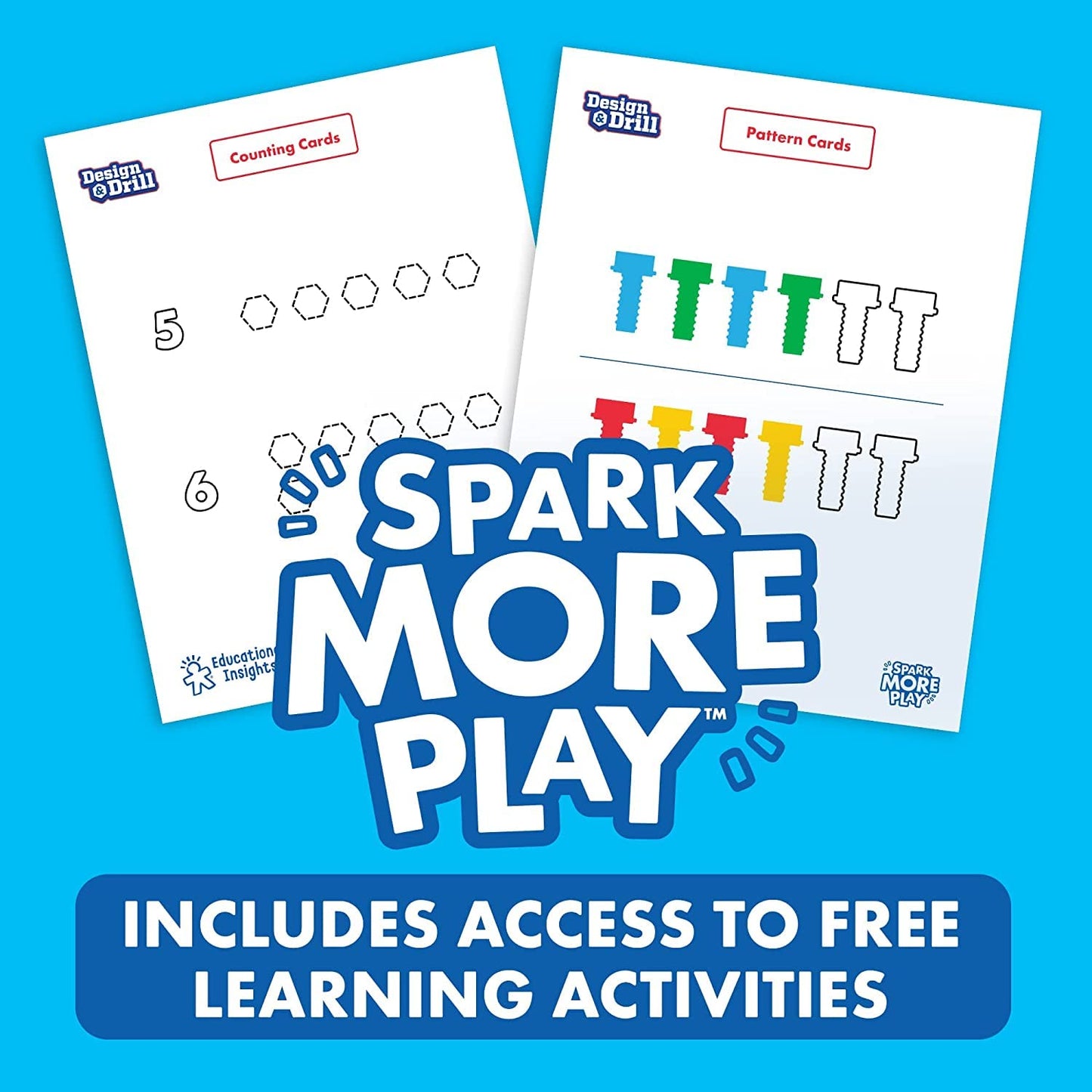 Educational Insights Design & Drill ABCs & 123s - Construction Toys & Toddler Tools, Kids Tool Set with Real Electric Drill Toy, Preschool Learning Activities, Building Kits and Gifts for Ages 3+