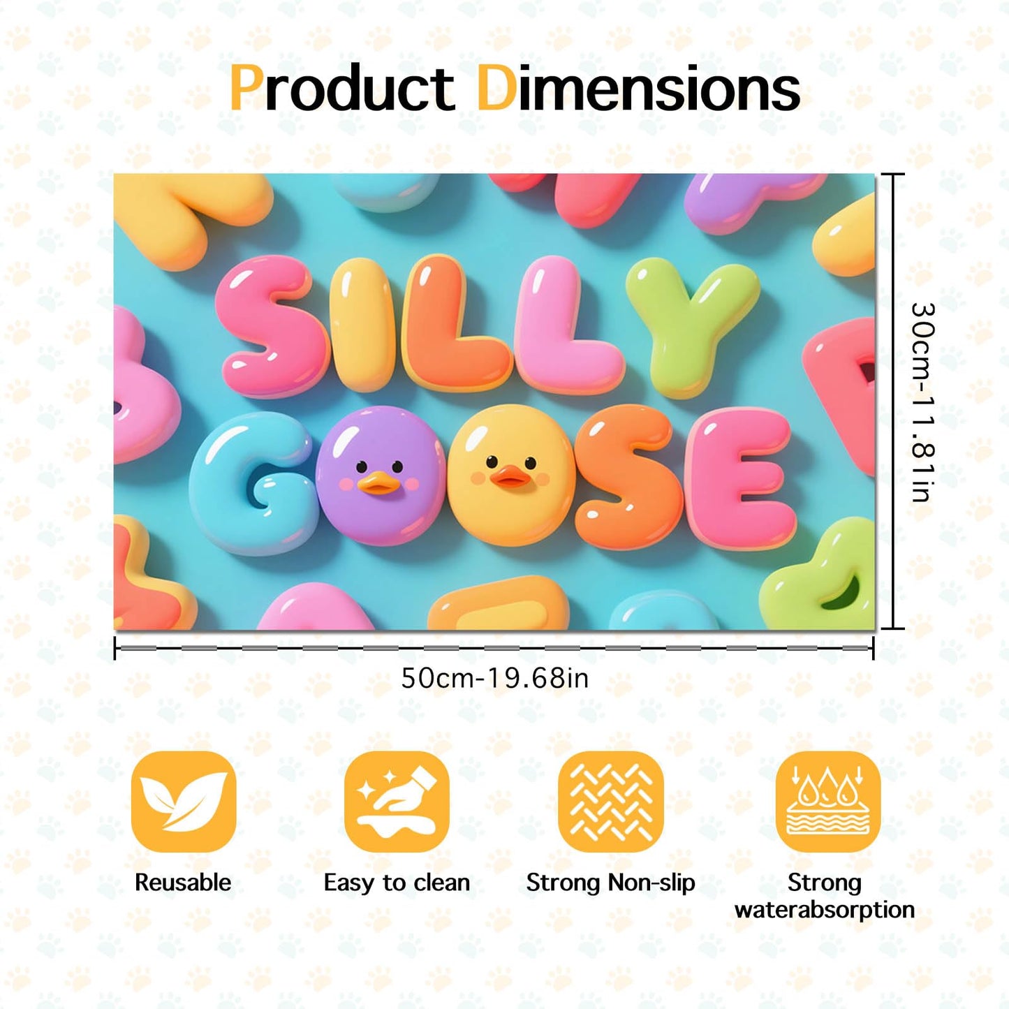 HOMETITUTE 20x12 inch Duck Design Non Slip Dog Food Mat Pet Bowl Placemat for Food and Water Small Dog Bowl Mats Cat Food Mat Easy to Clean Feeding Mats for Small Pets Cute
