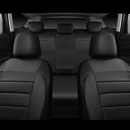 CAR PASS Leather Seat Covers Full Set Universal Water Resistant 3D Foam Back Support, Luxury Comfort Automotive 5 Seat Covers All Season Fit for SUV,Sedan,Van, Airbag Compatible Elegance(Pure Black)
