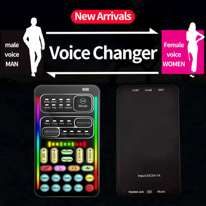 Portable Handheld Microphone Voice Changer with Sound Multifunctional Effects Machine Voice Disguiser Mini Device for Mobile Phone PC Laptops PS4 Xbox One Games