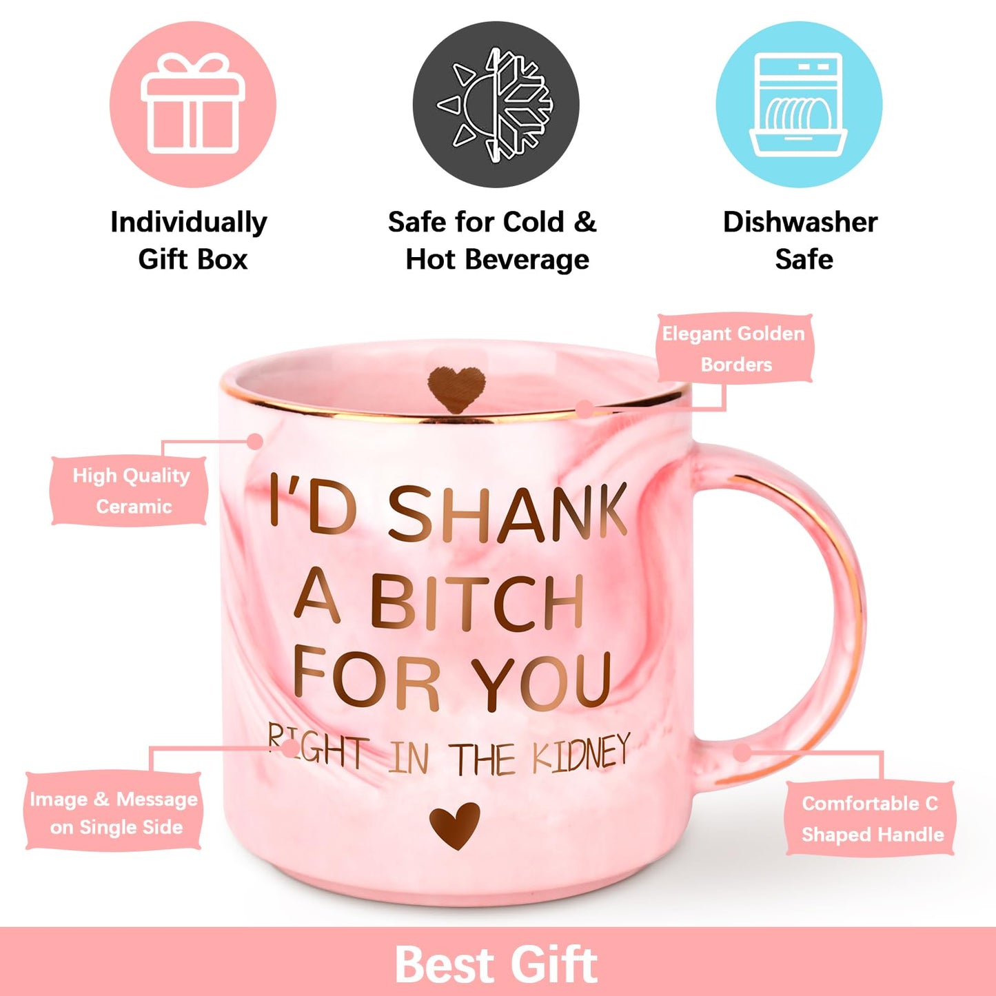 Valentines Galentines Day Gifts for Her - 12oz Funny Coffee Mug for Best Friend Girlfriend Besties BFF Mom Grandma Wife Sister Gifts from Sister Valentine's Birthday Mothers Day Present for Mom Women
