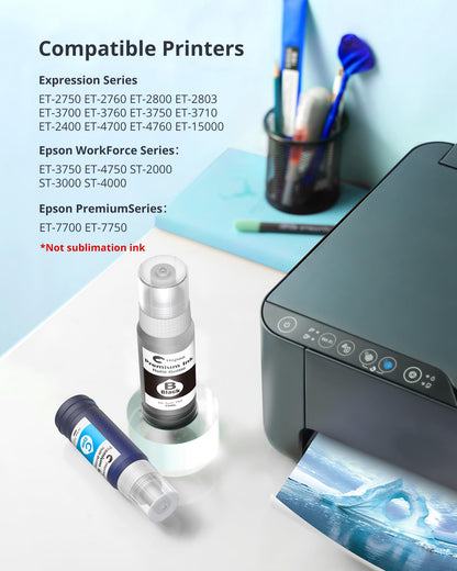 Hiipoo Refill Ink Bottle Replacement for T502 502 Ink for Epson ET-2750 ET2720 ET-2803 ET-2800 ET-3750 ET-4750 ET-3760 ET-4760 ET-2850 ET-4800 ET-3700 ET-15000 Printer