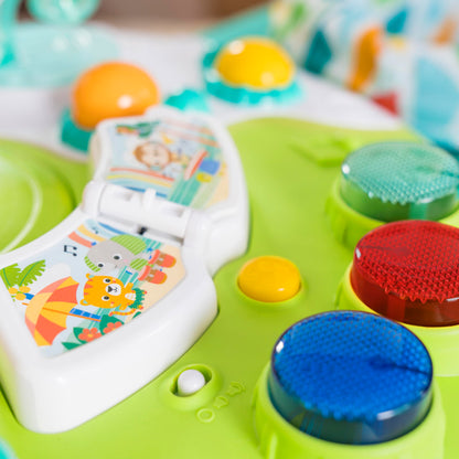 Bright Starts, Around We Go 2-in-1 Walk-Around Activity Centre and Play Table - Tropic Cool, Walker with Music, Lights and Interactive Toys, Removable Seat, Ages 6 Months Plus