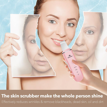 Skin Scrubber Face Skin Spatula Facial Scrubber Spatula for Deep Cleansing Blackhead Remover Pore Cleaner with 4 Modes (White)