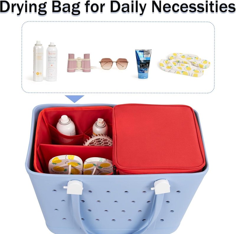 Cooler Organizer Insert for Bogg Bag XL - Leak-Proof Portable Ice Chest with Divider Tray and Zipper - Topper Tray and Cup Holder Compatible Accessories