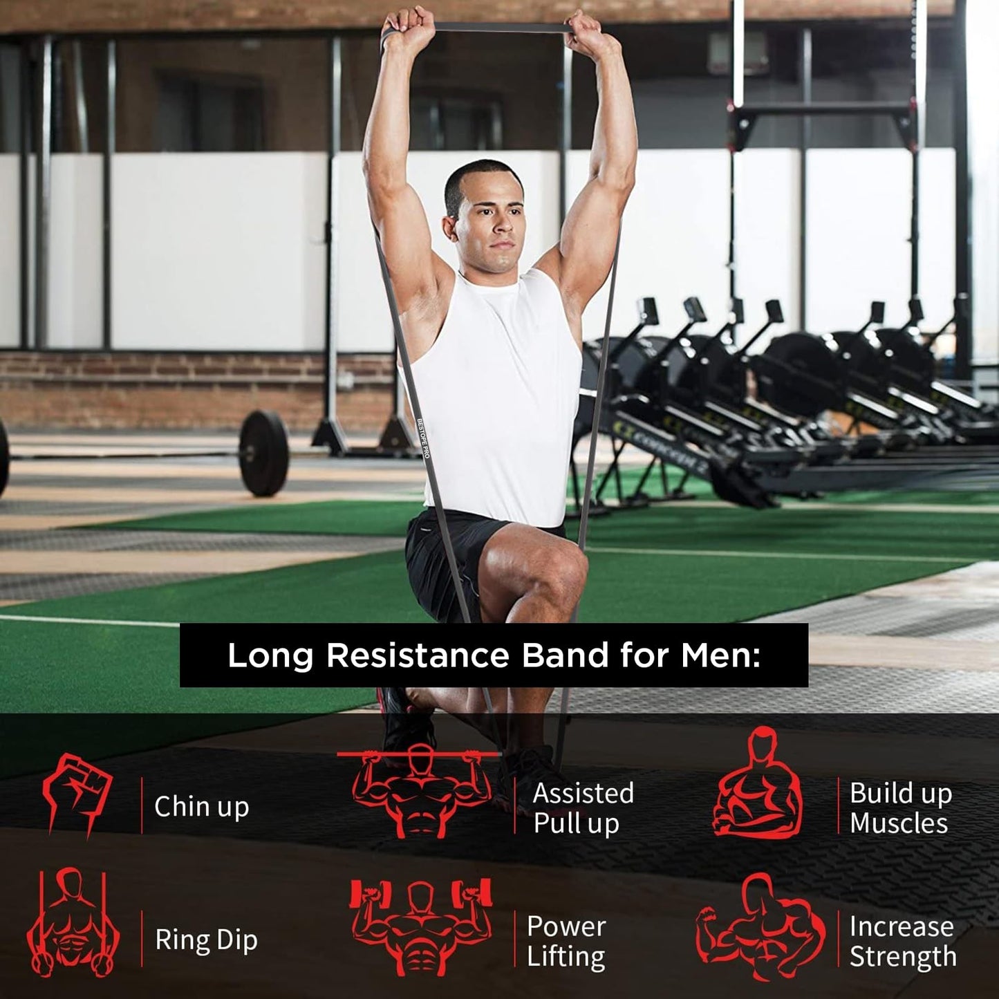 Resistance Band Pull Up Assist Band Set - 4 Thick and Heavy Different Resistance Workout Exercise Band with Door Anchor, Stretch Training Fitness Band for Unisex, Ideal for Home, Yoga, Powerlifting