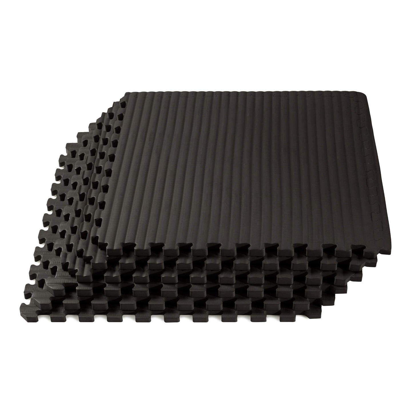 We Sell Mats 3/4 Inch Thick Martial Arts EVA Foam Exercise Mat, Tatami Pattern, Interlocking Floor Tiles for Home Gym, MMA, Anti-Fatigue Mats, 24 in x 24 in, Black, 24 Square Feet (6 Tiles) (TM)