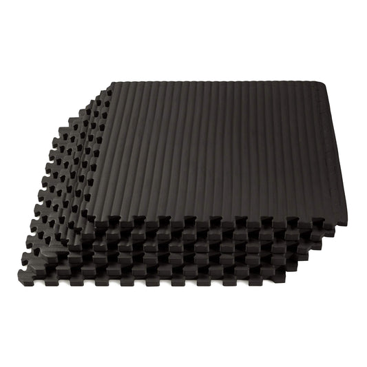 We Sell Mats 3/4 Inch Thick Martial Arts EVA Foam Exercise Mat, Tatami Pattern, Interlocking Floor Tiles for Home Gym, MMA, Anti-Fatigue Mats, 24 in x 24 in, Black, 24 Square Feet (6 Tiles) (TM)