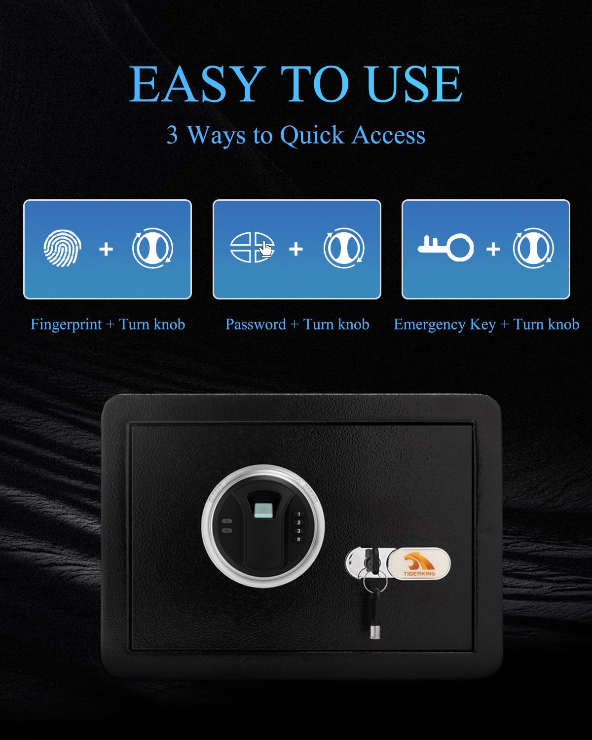 TIGERKING Security Fingerprint Biometric Safe Digital Safe for Home, Office- Black