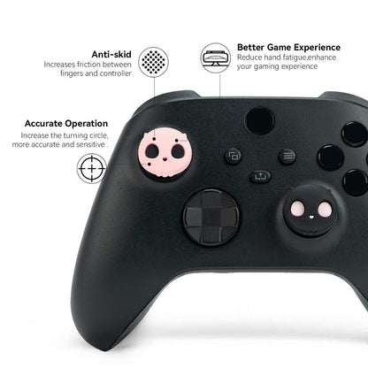GeekShare Cute Xbox One Controller Thumb Grips, Soft Silicone Thumbsticks Cover Caps Set Compatible with Xbox One Controller, 2 Pair / 4 Pcs - Pink Skull