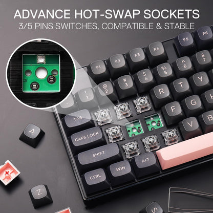 Redragon K556 PRO Upgraded Wireless RGB Gaming Keyboard, BT/2.4Ghz Tri-Mode Aluminum Mechanical Keyboard w/No-Lag Connection, Hot-Swap Linear Quiet Red Switch