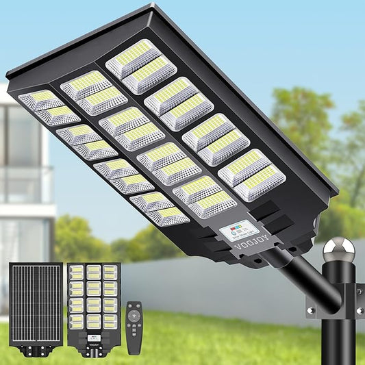 8000W Solar Street Lights Outdoor Waterproof, Dusk to Dawn Solar Lights Outdoor with Motion Sensor and Remote Control for Yard, Parking Lot, Garage, Street